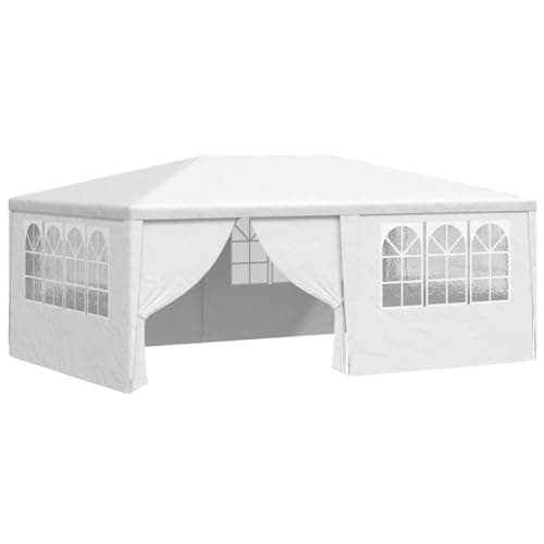 Image of vidaXL Professional Party Tent - White 4x6m Garden Marquee with Side Walls, UV & Water Material, Steel Frame with Decorative Windows