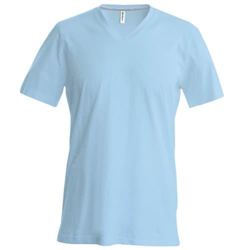 Image of Kariban Mens Short Sleeve V Neck Slim Fit T-Shirt (M) (Sky Blue)