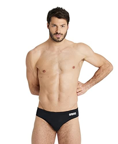 Image of ARENA Team Men's Swim Briefs Solid Black-White