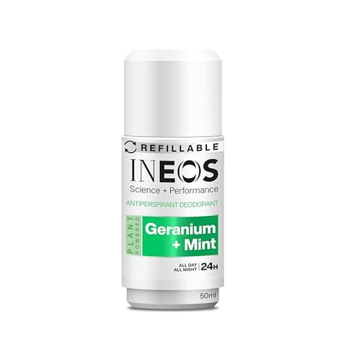 Image of INEOS Skin Science - All Day + All Night 24H Freshness + Protection Antipersprirant Deodorant Roll On Geranium + Mint - With SkinActiv Cooling Tech™ - Plant Powered 50ml