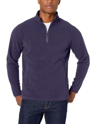 Image of Amazon Essentials Men's Quarter-Zip Polar Fleece Jacket, Navy, XXL