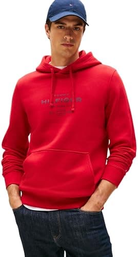 Image of Tommy Hilfiger Men’s Oval Graphic Hoodie with Logo, Red (Medium Red), M