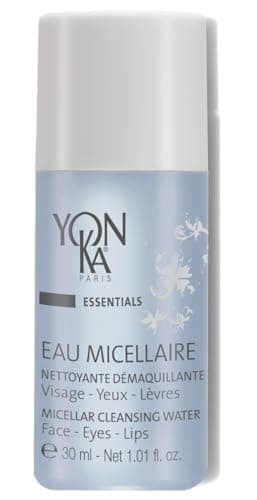 Image of Micellar Cleansing Water Yonka 30ml | 91% Natural Origin Hydrating Gentle Face Cleanser and Makeup Remover | All Skin Types, No Rinsing | Rose and Chamomile Essential Oils
