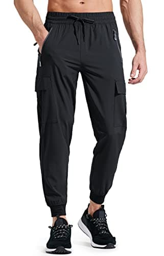 Image of Libin Men's Lightweight Joggers Quick Dry Cargo Hiking Trousers Track Running Workout Athletic Travel Golf Casual Outdoor Pants, Black XL
