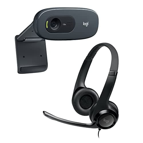 Image of Logitech C270 Webcam HD Video and Audio Technology - Black + Logitech H390 USB Headset