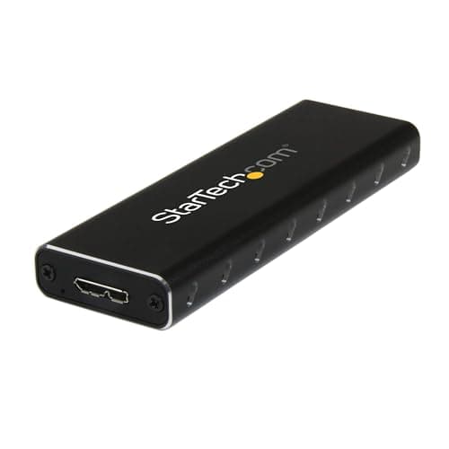 Image of StarTech.com M.2 SSD Aluminum Enclosure to USB 3.0 (5Gbps) with UASP - Black - M.2 NGFF SATA with B Key & B+M Key - External M.2 Portable Enclosure - Not Compatible with NVMe / AHCI (SM2NGFFMBU33)