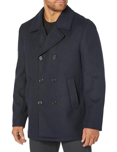 Image of Ben Sherman Men's Boris Classic Double Breasted Peacoat Jacket, Navy, S