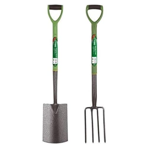 Image of Garden Mile Set Of 2 Garden Fork And Spade Set Border Fork And Border Spade For Gardening Tools Heavy Duty Carbon Steel Long Handled Garden Tools Set Ideal For Removing Soil Weeding Planting