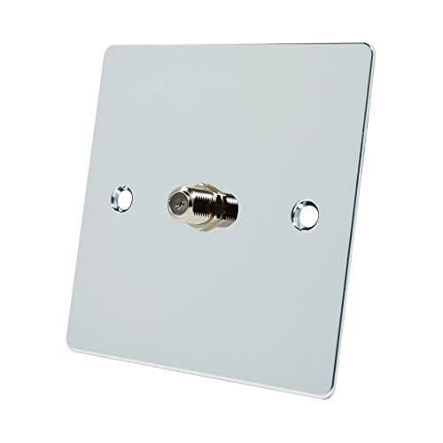 Image of Alliance Electrical FPC1GSKY 1 Gang Flat Sky F Type Socket for Satellite Outlets - Polished Chrome