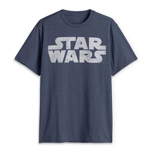 Image of Star Wars Men's Simplest Logo Graphic Tee Shirt, Navy HTR, 3XL