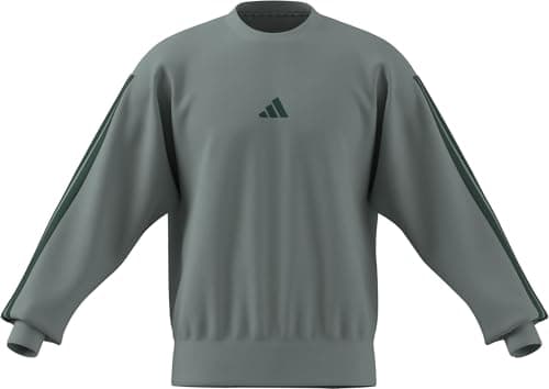 Image of adidas Men's ESSENTIAL THREE STRIPES FLEECE SWEATSHIRT, Wonder Sage/collegiate green, L