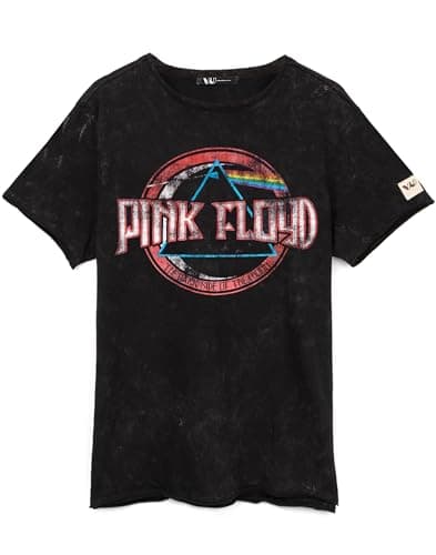Image of Pink Floyd T-Shirt for Women & Men | Unisex Black Short Sleeve Band Tee | Distressed Dark Side of The Moon Album Logo | Music CD Merchandise Medium