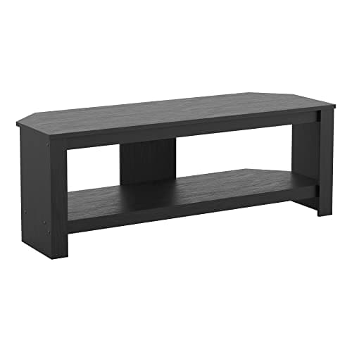 Image of mahara Black Corner TV Stand - Black Oak Effect TV unit for up to 55" and Max 40Kg-TV Floorstand L115cm x D39.5cm x H41.4cm - For Living Room/Bedroom