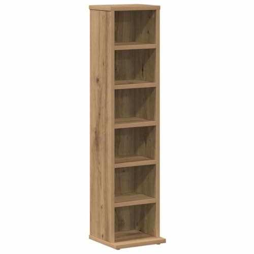 Image of vidaXL CD/DVD Storage Cabinet - Engineered Wood Shelving Unit in Artisan Oak, 21x20x88 cm for Office/Bedroom