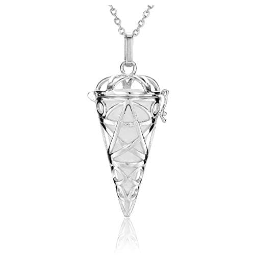 Image of JOVIVI Clear Quartz Reiki Healing Crystal Locket Pendant Necklace Gemstone Hexagonal Pointed Necklace Pendulum Dowsing Divination Jewellery for Women