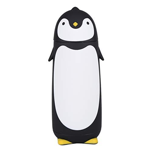 Image of Water Bottle,Penguin Mug Stainless Steel Vacuum Cup,Insulated Drink Container,Kids Water Bottle Water Bottles 300ML Portable Cute Glass Double Layer Mug Black Travel Cup