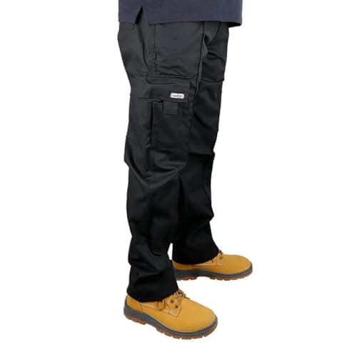 Image of Panacea Men's Cargo Combat Work Trousers Sizes 28 to 52 Multipocket with Button and YKKZip Fly, Black, Waist 42", Leg 29"