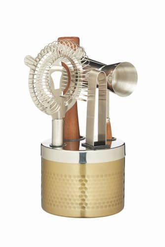 Image of BarCraft Cocktail Tool Kit and Stand, 5 Piece Gift Set, in Gift Box, Multi-colour, 20.7 x 11.5 x 10.6 cm