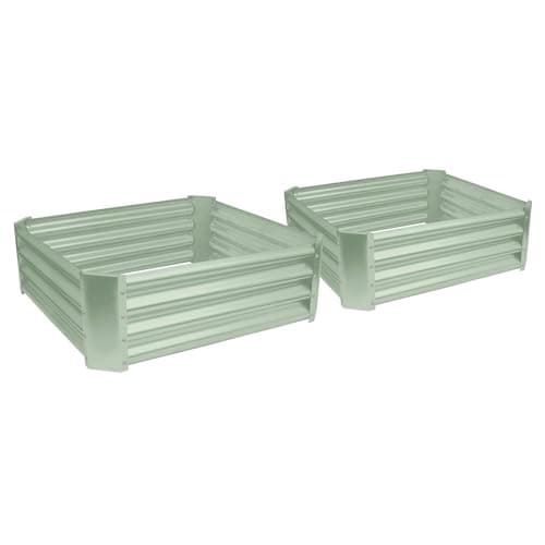 Image of Harbour Housewares Raised Garden Bed - Green - 90 x 90cm - Square - Pack of 2 - Bottomless Galvanised Steel Planter Box for Growing Outdoor Plants, Vegetables, Flowers and Herbs