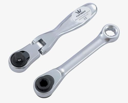 Image of TOPWAY Mini Ratchet Wrench Set 2PCs 1/4 Inch Drive Lockable Flexi Head 72-Teeth Reversible Ratchet and Dual Head Ratchet Socket Wrench Handle, Auto Repair Mechanical Tool