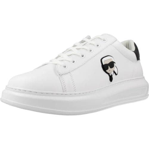 Image of KARL LAGERFELD K Ikonik NFT Kapri Men's Lace Up Leather Trainers (White Black, UK 12)