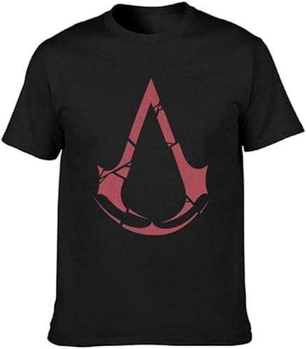 Image of Men's Assassins Creed T-Shirt Print Tees Short Sleeve O Neck Size M Black