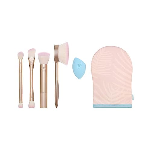 Image of REAL TECHNIQUES Endless Summer Makeup Brush Kit, Face Brushes, For Foundation and Powder, Premium Quality, 6 Piece Set, Pink