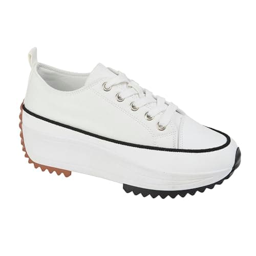 Image of Acapulco Women’s Platform Canvas Trainers (White, UK Footwear Size System, Adult, Women, Numeric, Medium, 5)