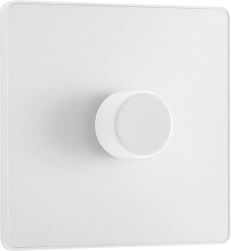 Image of BG Electrical Intelligent Single Wall Dimmer Switch, 2 Way, Screwless Front Plate, Evolve, Pearlescent White, 200W, PCDCL81W
