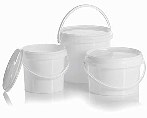 Image of Plastic Buckets Tubs White Containers Tamper Evident Lids 0.5L 1L 3L 5L 10L 25L (1, 1L)