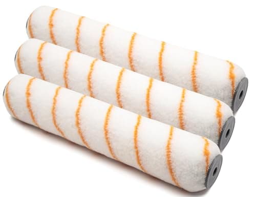 Image of ROLLINGDOG 12" Paint Roller Sleeve - 1/2"(12mm) Medium Pile, Suitable for Lightly Textured Walls, Old Interior Walls, Light Cement Surfaces (Pack of 3,Polyester)