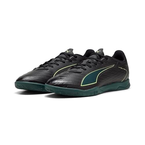 Image of PUMA Unisex Ultra 6 Play Indoor Training Football Boots, PUMA Black-Fizzy Light-Green Terrain, 12 UK