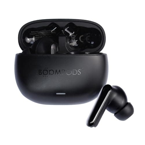 Image of Boompods Echobuds ANC True Wireless Earbuds - Active Noise Cancelling Bluetooth Earphones with ENC Microphone, IPX4 Waterproof In-Ear Headphones, 26Hr Playtime & Fast USB-C Charging Case, Black