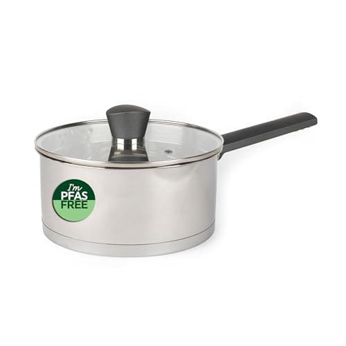 Image of Russell Hobbs RH01164EU7 20 cm Saucepan with Lid, Induction with Pouring Lip, Stainless Steel Milk Pan, Mirror Polished Soup Pan, Gas and Electric Hobs, Dishwasher Safe, Excellence Collection