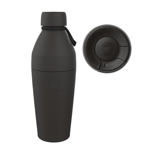 Image of KeepCup Cup-to-Bottle Kit, 2 in 1 Reusable Water Bottle and Travel Mug, Insulated Stainless Steel Dual Opening with Leakproof Sipper Lid - 660ml Bottle to 16oz Cup - Black