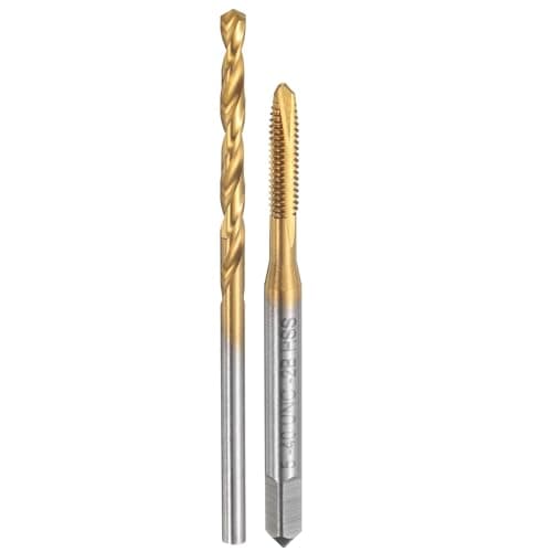 Image of sourcing map Tap and Drill Bit Set, 1pcs 5-40 UNC Spiral Point Thread Screw Tap & 1pcs 2.6mm Twist Drill Bit, Titanium Coated HSS-6542 Tapping Threading Tool Kit