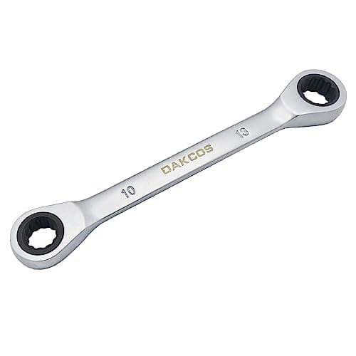 Image of DAKCOS 10x13mm Combination Ratchet Spanner 2-in-1 Double End Ring Ratchet Spanner Ratchet Ring Wrench CR-V with Matt Chrome Finish