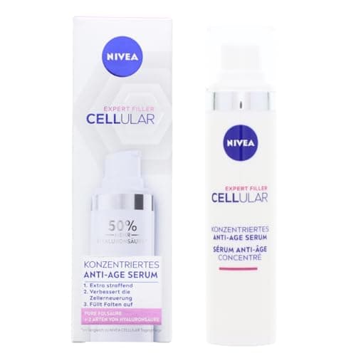 Image of NIVEA Cellular Expert Filler Concentrated Anti-Age Serum, Effective Face Care with Hyaluronic and Folic Acid, Hyaluronic Serum for Younger Looking Skin (40 ml)