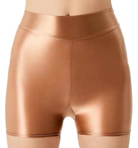 Image of AIEOE Womens Booty Shorts Ladies Stretch Boxer Pants Reflective Hot Pants Night Club Outfit XS Brown