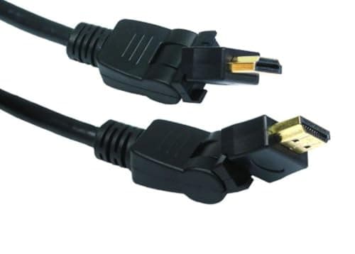 Image of 1m 3D HDMI v1.4 Swivel Cable - Pro Quality - Rotate 180° 4k Gold Plated MM (Male to Male) 4k x 2k Resolution (QUAD HD) 1080P (Full HD) Ethernet & 7 Channel Multi Audio Backwards compatible