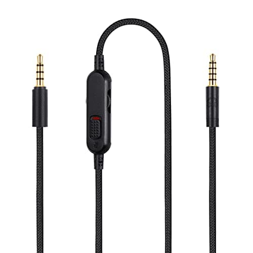 Image of G Pro X Cord, Detachable Gaming Headset Cable Replacement for Logitech G Pro / G433 / G233, 3.5mm(1/8") Nylon Braided Wire with Inline Mute Switch and Volume Controller, 6ft Long