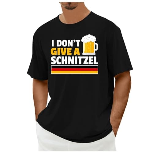 Image of Beer T-Shirt Men's Short Sleeve Holiday Shirt Summer Casual Shirt Oktoberfest Outfit Breathable Comfortable Short Sleeve Beer Festival Streetwear Unisex Letter Print Beach Shirt, O Black, XL