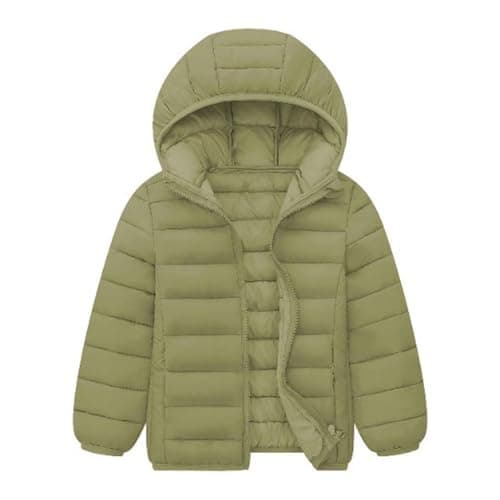 Image of Kids Winter Puffer Jacket,Boys Down Jacket for Kids Lightweight Warm Winter Coat Outdoor Windproof Hooded Outerwear Suitable for Everyday Casual Schoolwear (Light Green, 13-14 Years)