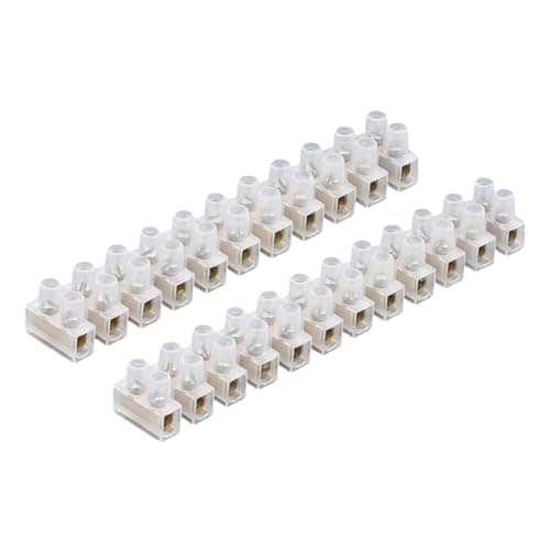 Image of 3A/5A/15A/30A/60A Electrical Connector Blocks 12 Way Clear Barrier Block Strip Wire Connector Electrical Choc Blocks Connecting for Wiring Cable Dual Row 12 Position (Pack 2, 3A)