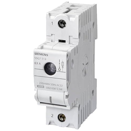 Image of Siemens 5SG7113 MINIZED, switch disconnector with fuse, D02, 1-pole, In: 63 A, Un AC: 230 V, White