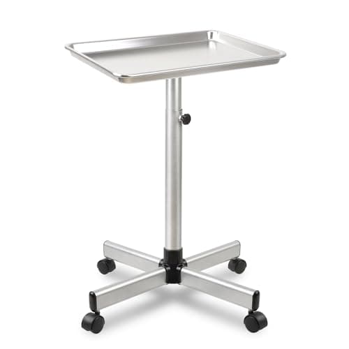 Image of Salon Tray on Wheels, Rolling Tattoo Tray, Adjustable Hair Stylist Tray, Metal Mayo Stand Tray, Salon Color Tray Use As Medical Tray, No-Rusting
