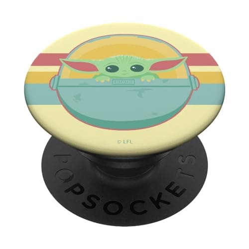 Image of PopSockets Star Wars The Mandalorian The Child Retro Rainbow PopSockets PopGrip: Swappable Grip for Phones & Tablets