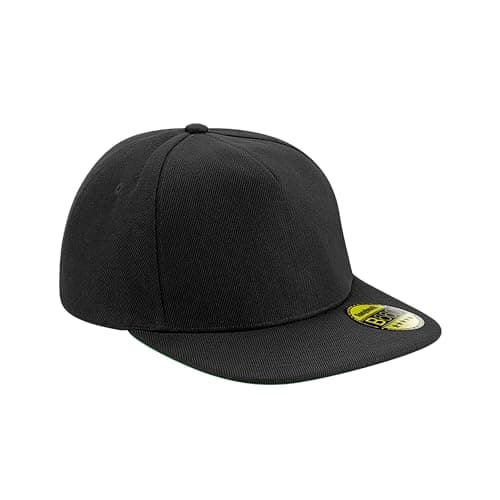 Image of Beechfield - Original Flat Peak - Retro Style Snapback - Black/Black/Black