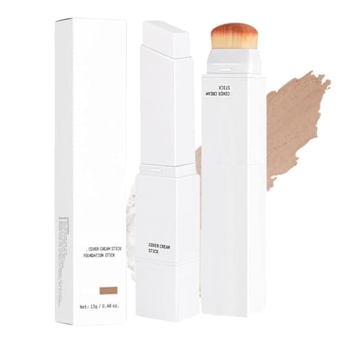 Image of Korean Colour Changing Foundation Stick for Mature Skin,White Foundation Full Coverage with Makeup Brush,Lightweight & Non-Greasy,Hydrating & Long-Lasting Base Makeup for Natural Finish (#4 Medium)