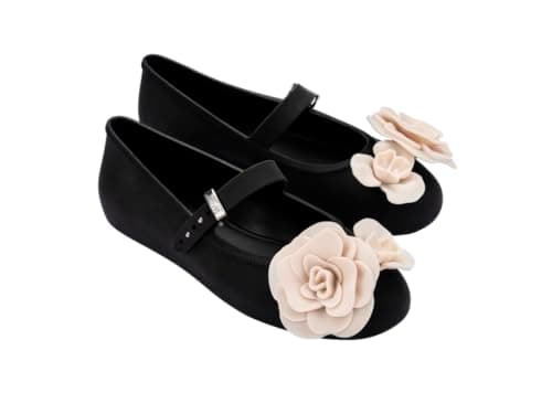 Image of Melissa Ballet Petal Womens Pumps Black Beige 6 UK
